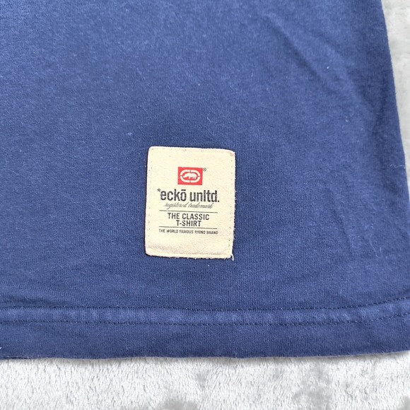 Vintage Ecko Shirt Mens XL Blue Classic Rhino Logo Gold Embossed Y2K Streetwear - Picture 4 of 9